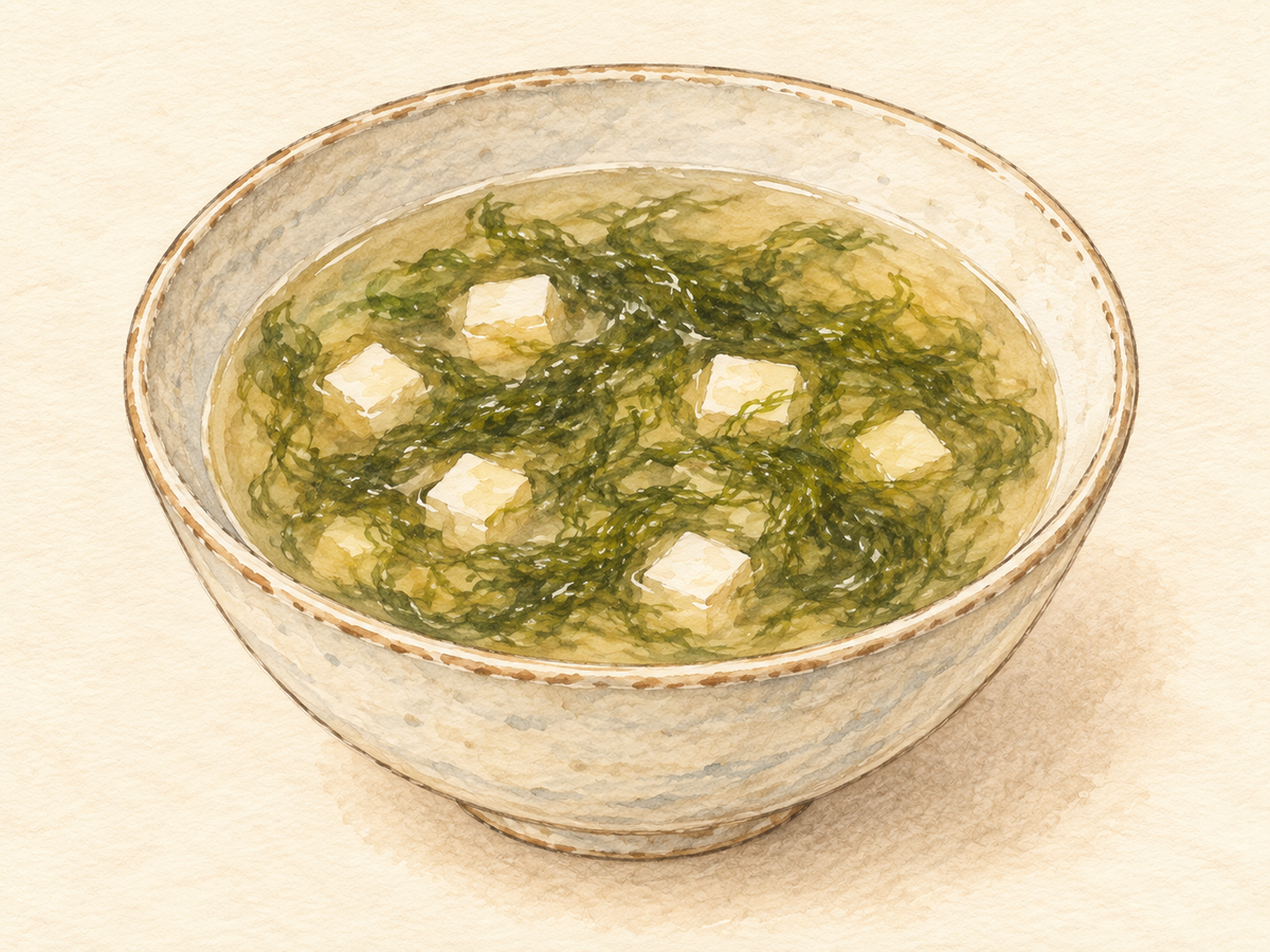 豆腐入りアーサ汁のイメージイラスト