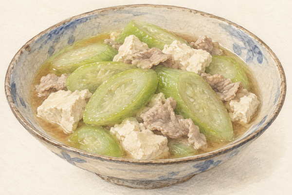 ナーベーラーンブシーの作り方｜へちまと豆腐の味噌煮