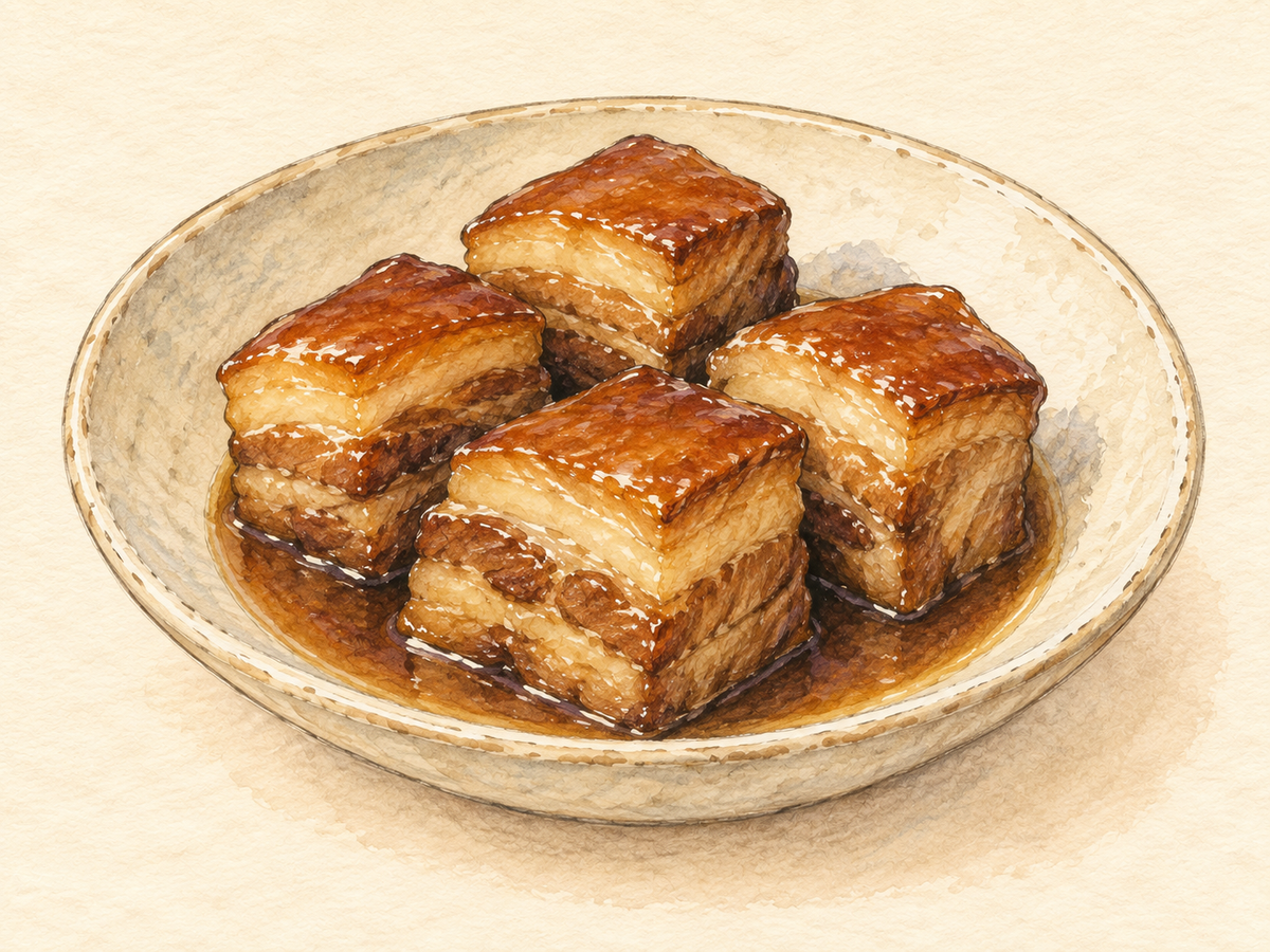 糀調味料で下漬けしたラフテーのイメージイラスト