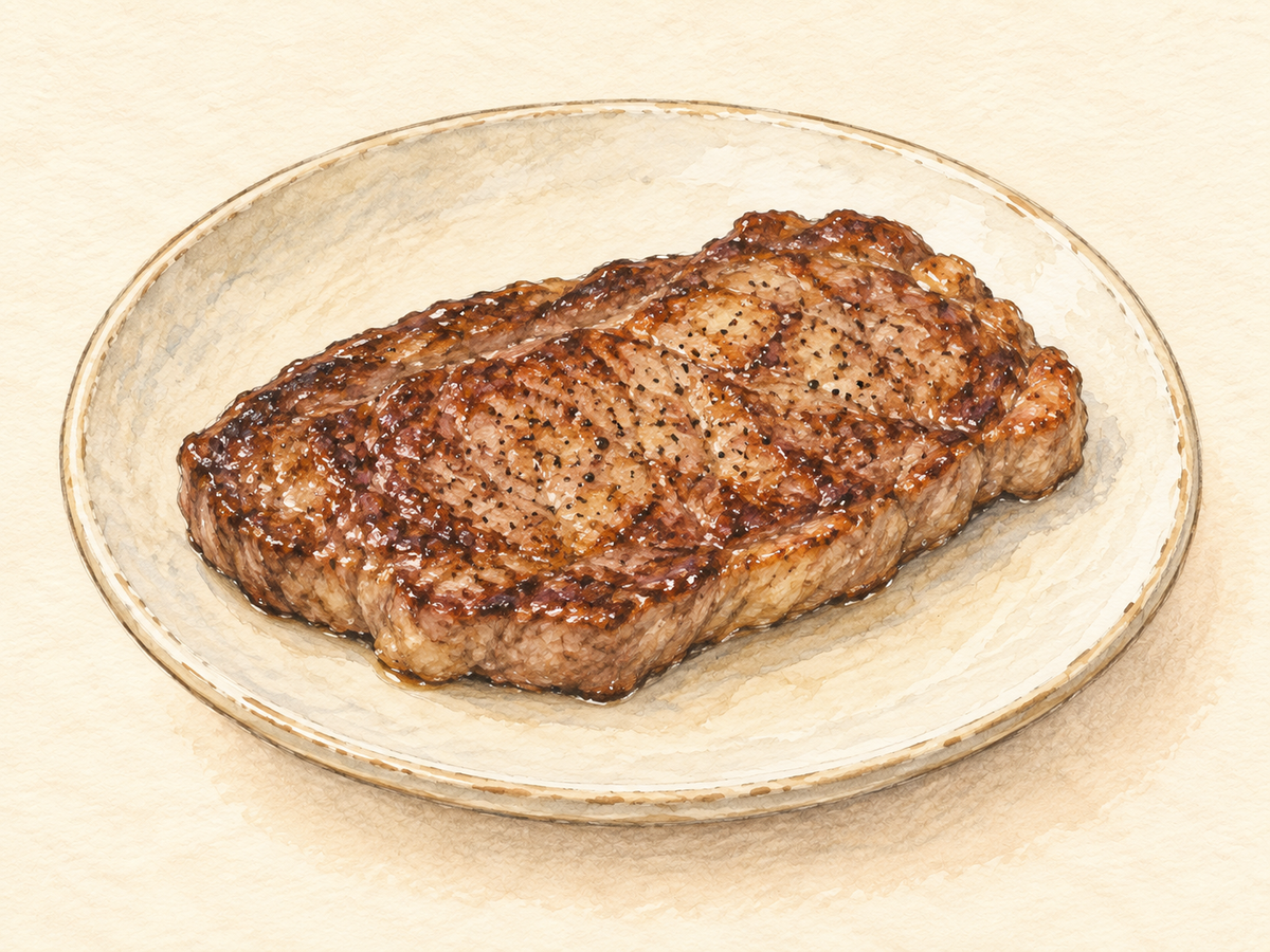 塩こうじで下味をつけた牛ステーキのイメージイラスト