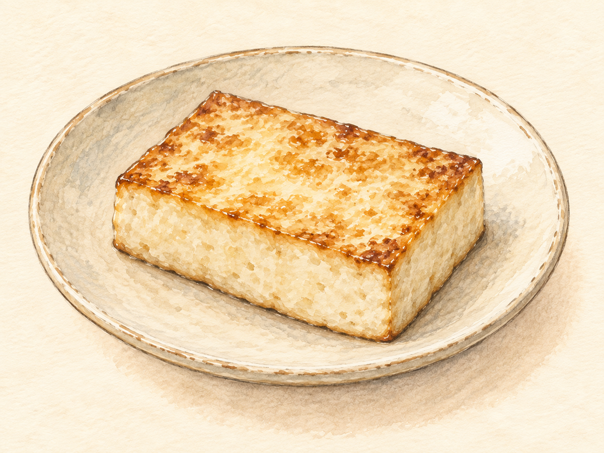 塩こうじで下味をつけた焼き豆腐のイメージイラスト
