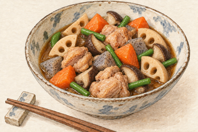 醤油麹の煮物｜鶏肉とれんこんで作る筑前煮の基本