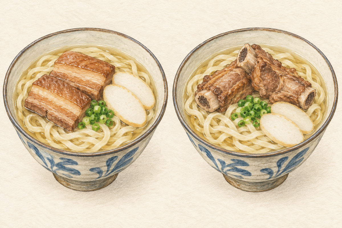 ソーキそばと沖縄そばの違い｜麺・だしと具材の見分け方