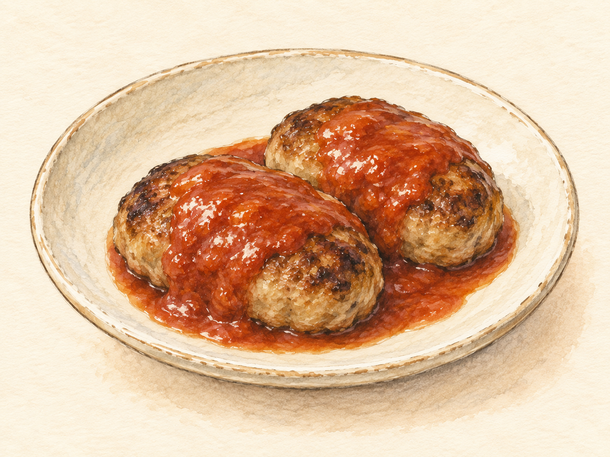 トマト麹ソースのハンバーグのイメージイラスト