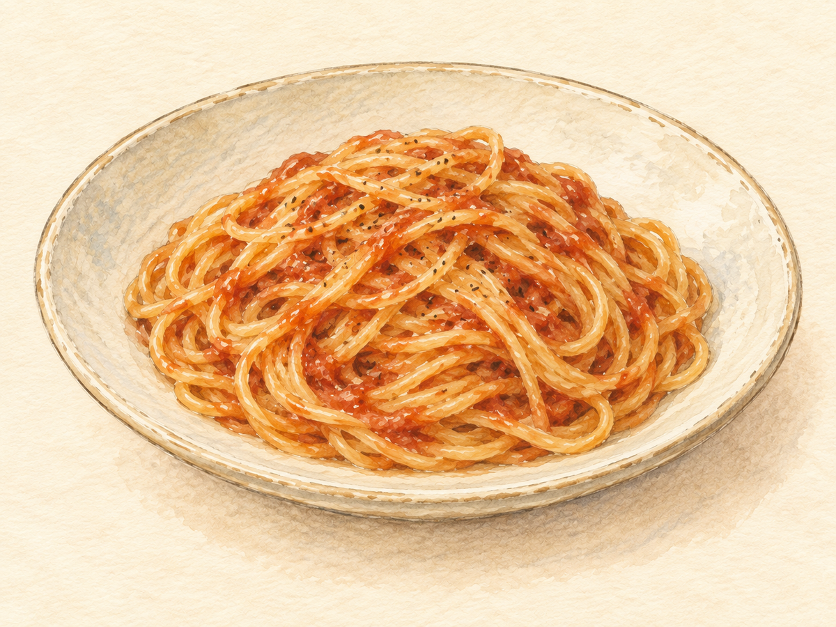 トマト麹のシンプルなパスタのイメージイラスト